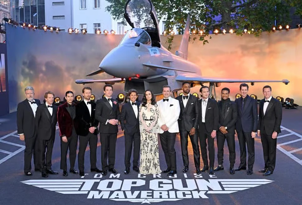 Stars of Top Gun attend the Royal Film Performance (Photo by Jeff Spicer/Getty Images)