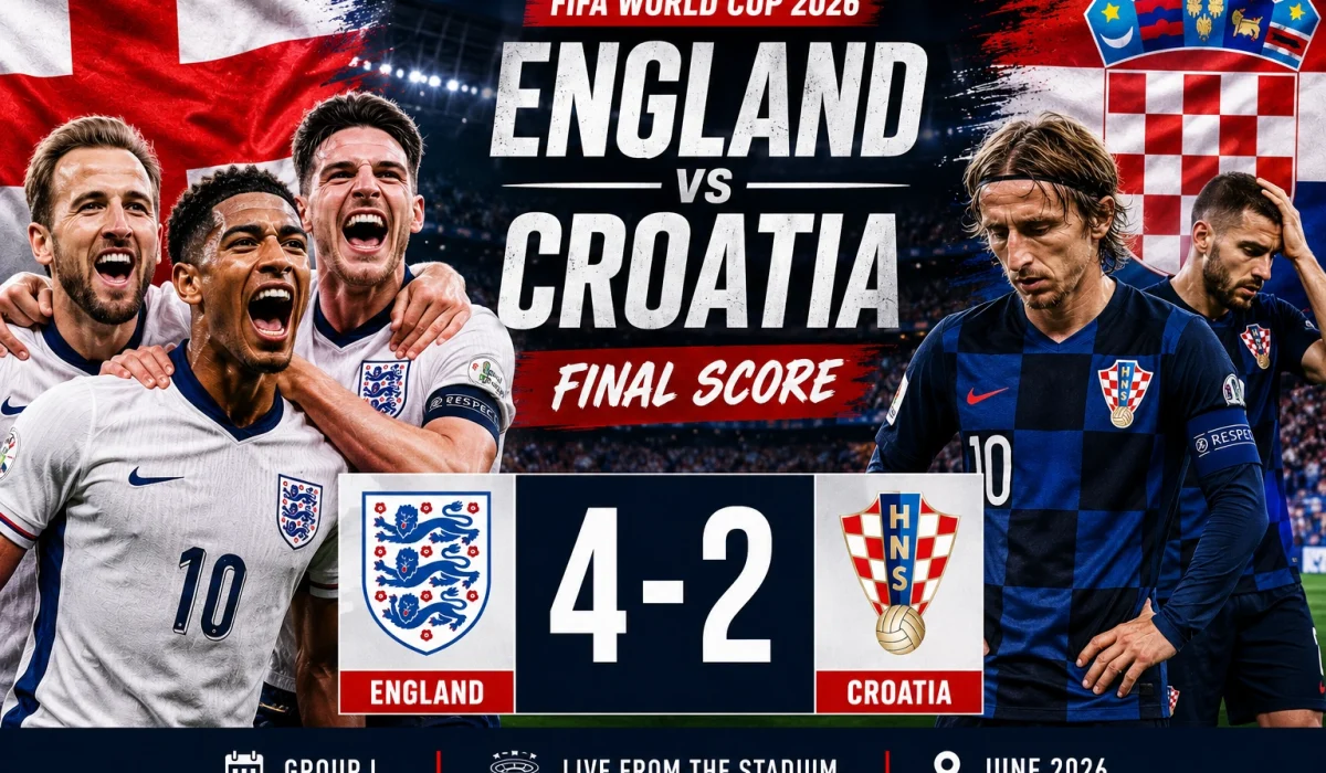 England Defeats Croatia 4-2 in World Cup Thriller: Three Lions Take Control of Group L