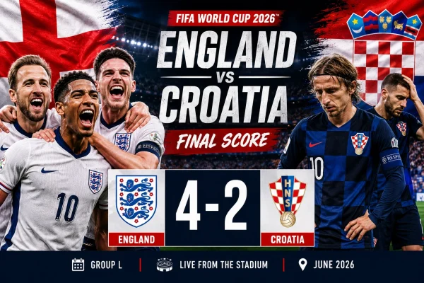 England Defeats Croatia 4-2 in World Cup Thriller: Three Lions Take Control of Group L