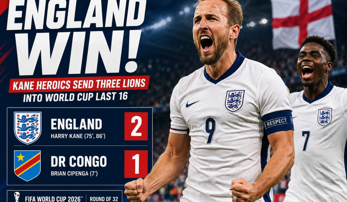 England Edge Past DR Congo 2-1 as Harry Kane Sends Three Lions Into World Cup Last 16